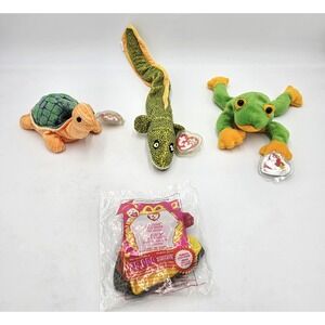 Ty Beanie Babies Reptiles Lot Morrie Smoochy Peekaboo Slither Set of 4